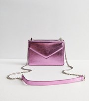 New Look Mid Pink Metallic Chain Cross Body Bag